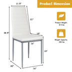 4 Pieces PVC Elegant Design Leather Dining Chairs with Solid Metal Legs - 16.0 x 20.0 x 38.5 (W x D x H)
