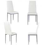 4 Pieces PVC Elegant Design Leather Dining Chairs with Solid Metal Legs - 16.0 x 20.0 x 38.5 (W x D x H)