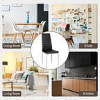 4 Pieces PVC Elegant Design Leather Dining Chairs with Solid Metal Legs - 16.0 x 20.0 x 38.5 (W x D x H)