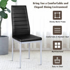 4 Pieces PVC Elegant Design Leather Dining Chairs with Solid Metal Legs - 16.0 x 20.0 x 38.5 (W x D x H)