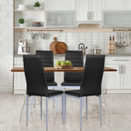 4 Pieces PVC Elegant Design Leather Dining Chairs with Solid Metal Legs - 16.0 x 20.0 x 38.5 (W x D x H)