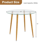 Gymax Leisure Coffee Table Round Glass Dining Table w/ Metal Legs