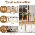 Gymax Leisure Coffee Table Round Glass Dining Table w/ Metal Legs