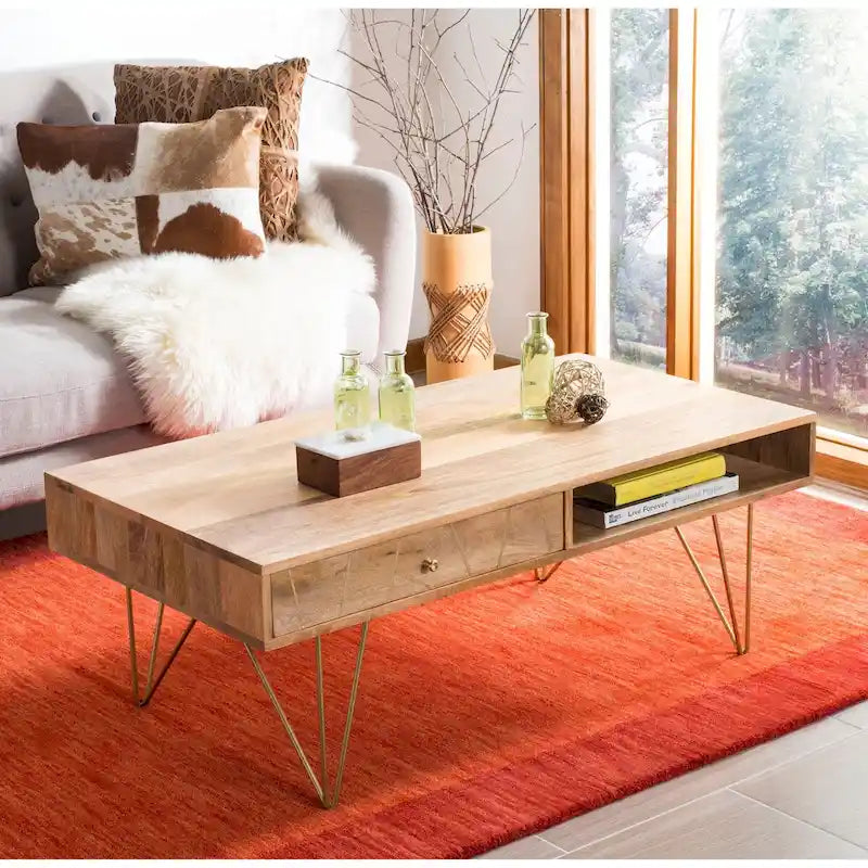 SAFAVIEH Nilgun 1-Drawer 1-Shelf Living Room Coffee Table - 43 W x 21.6 L x 16 H - 43Wx22Dx16H