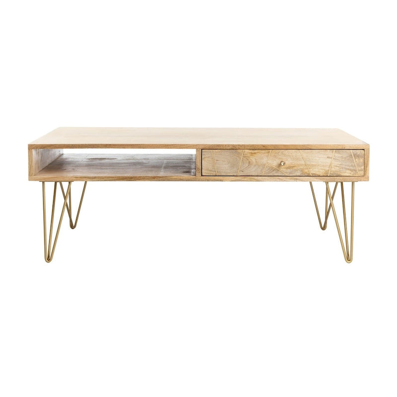 SAFAVIEH Nilgun 1-Drawer 1-Shelf Living Room Coffee Table - 43 W x 21.6 L x 16 H - 43Wx22Dx16H