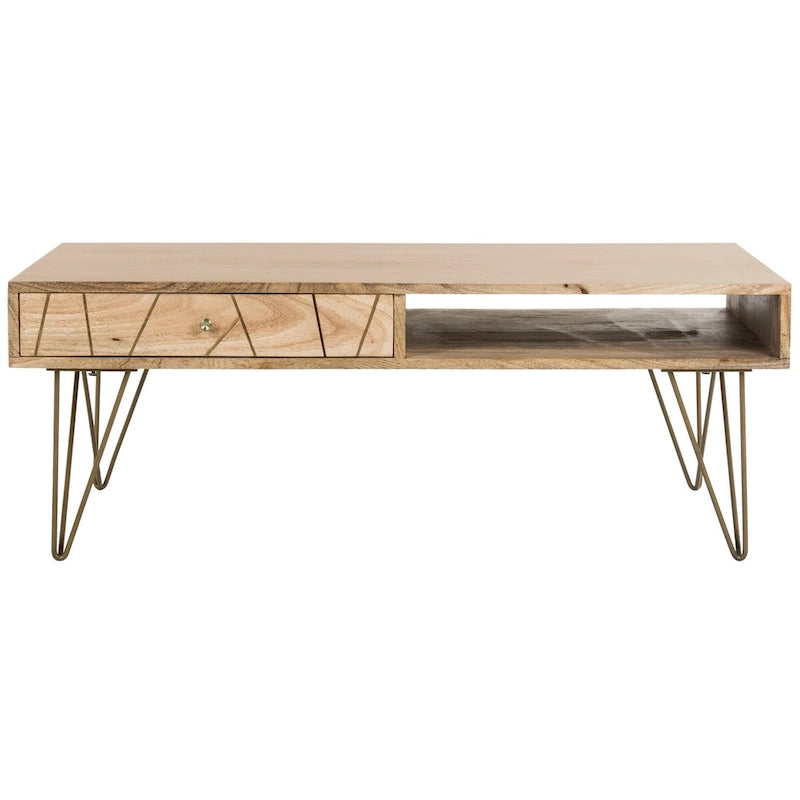 SAFAVIEH Nilgun 1-Drawer 1-Shelf Living Room Coffee Table - 43 W x 21.6 L x 16 H - 43Wx22Dx16H