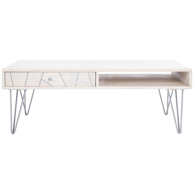 SAFAVIEH Nilgun 1-Drawer 1-Shelf Living Room Coffee Table - 43 W x 21.6 L x 16 H - 43Wx22Dx16H