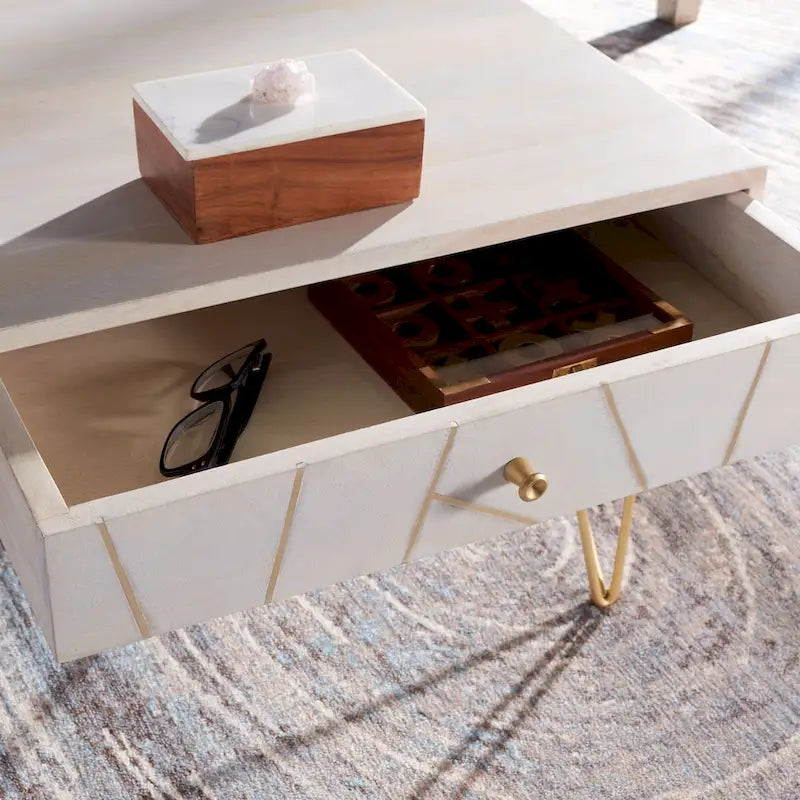 SAFAVIEH Nilgun 1-Drawer 1-Shelf Living Room Coffee Table - 43 W x 21.6 L x 16 H - 43Wx22Dx16H