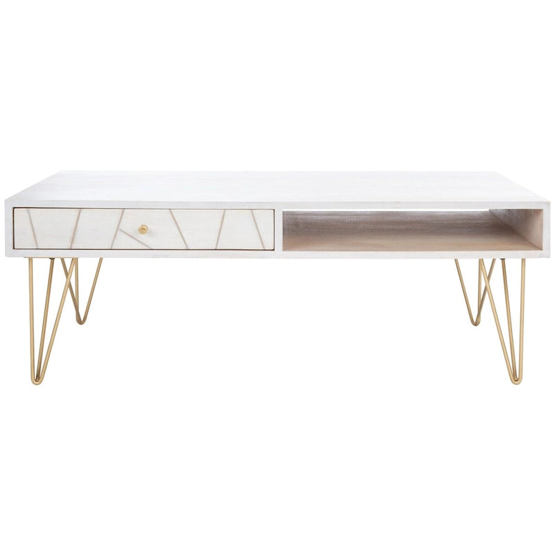 SAFAVIEH Nilgun 1-Drawer 1-Shelf Living Room Coffee Table - 43 W x 21.6 L x 16 H - 43Wx22Dx16H