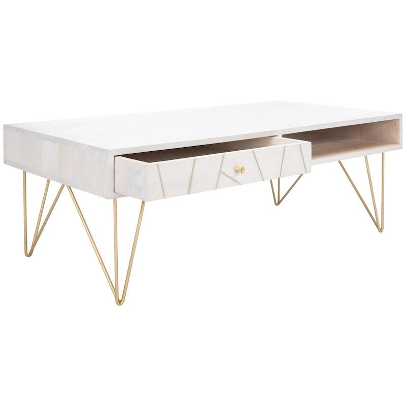 SAFAVIEH Nilgun 1-Drawer 1-Shelf Living Room Coffee Table - 43 W x 21.6 L x 16 H - 43Wx22Dx16H