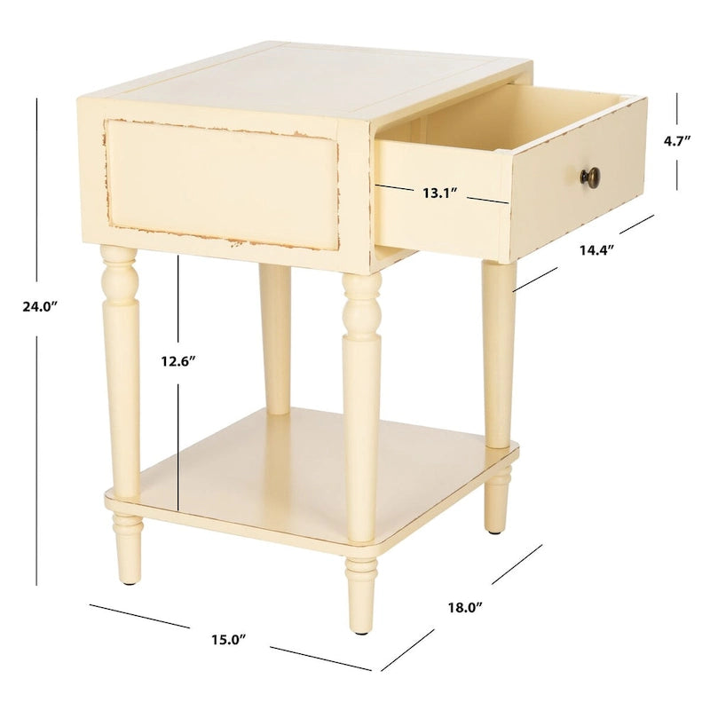 Pine Wood End Table with Sculptured Legs (18"W x 15"D x 24"H)