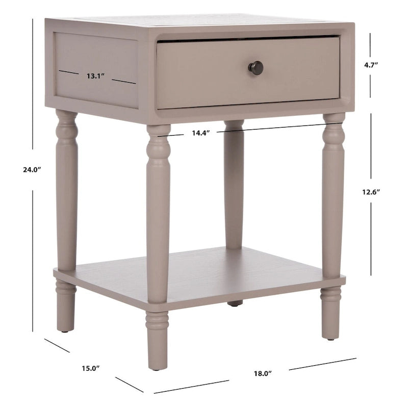 Pine Wood End Table with Sculptured Legs (18"W x 15"D x 24"H)