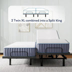 Adjustable Bed Frame, Head & Foot Incline, Wireless Remote Control, Zero Gravity Adjustable Bed Base