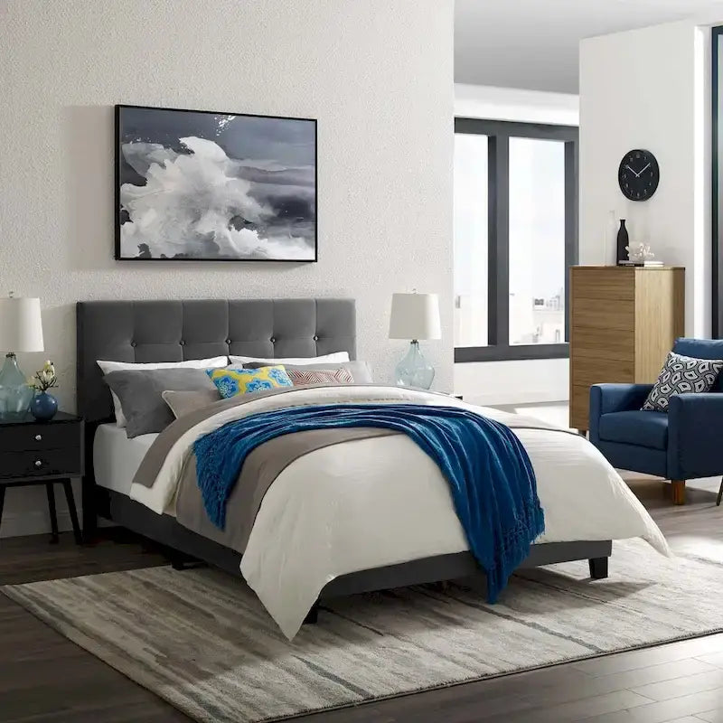 Copper Grove Belimanastir Queen Upholstered Velvet Bed