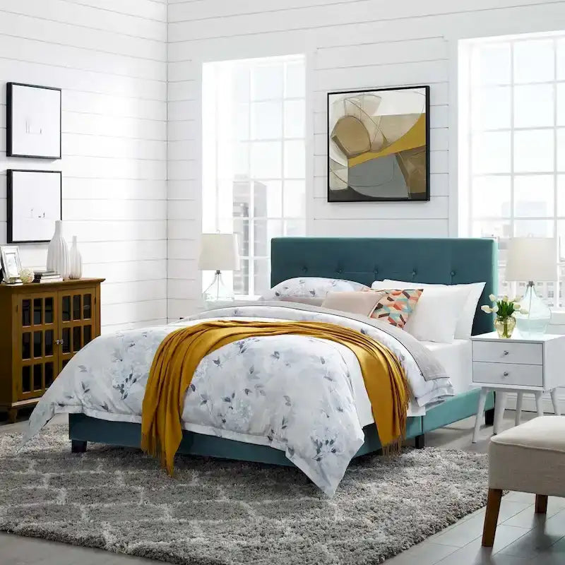 Copper Grove Belimanastir Queen Upholstered Velvet Bed