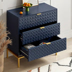 Mid-Century Storage Cabinet with Gold Metal Base - 3 Drawer (31")