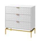 Mid-Century Storage Cabinet with Gold Metal Base - 3 Drawer (31")