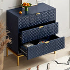 Mid-Century Storage Cabinet with Gold Metal Base - 3 Drawer (31")