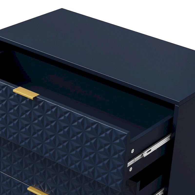 Mid-Century Storage Cabinet with Gold Metal Base - 3 Drawer (31")