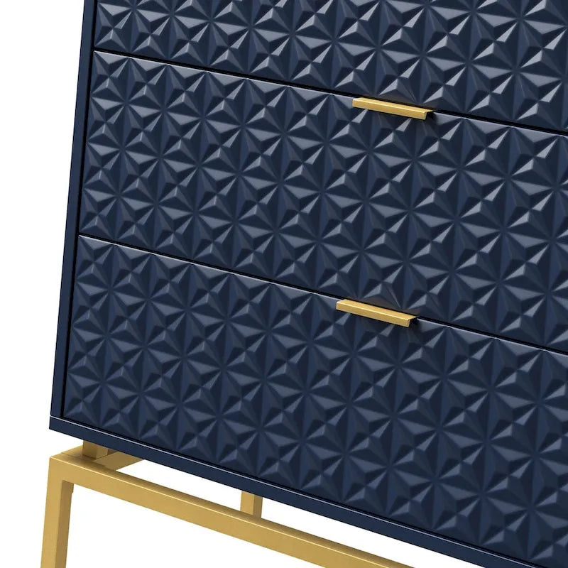 Mid-Century Storage Cabinet with Gold Metal Base - 3 Drawer (31")