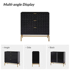 Mid-Century Storage Cabinet with Gold Metal Base - 3 Drawer (31")