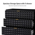 Mid-Century Storage Cabinet with Gold Metal Base - 3 Drawer (31")