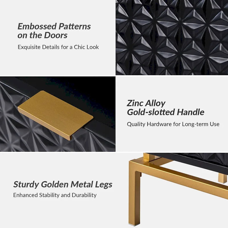 Mid-Century Storage Cabinet with Gold Metal Base - 3 Drawer (31")