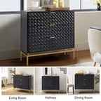 Mid-Century Storage Cabinet with Gold Metal Base - 3 Drawer (31")