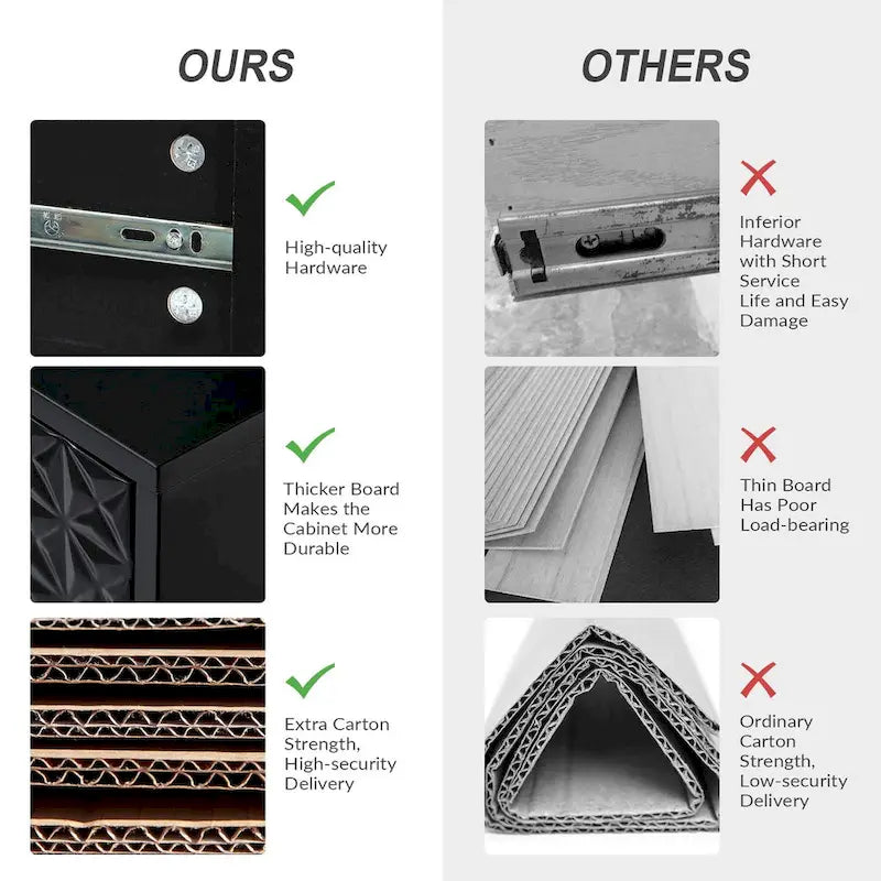 Mid-Century Storage Cabinet with Gold Metal Base - 3 Drawer (31")