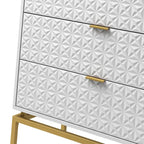 Mid-Century Storage Cabinet with Gold Metal Base - 3 Drawer (31")