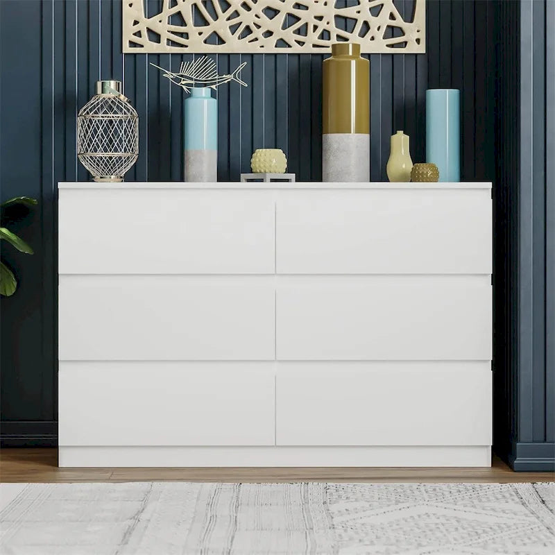 6 Drawer Double Dresser for Bedroom Living Room Hallway