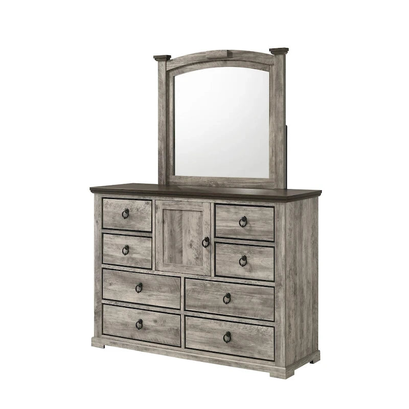 Aimon 3 Piece Gray Rustic Panel Bedroom Set