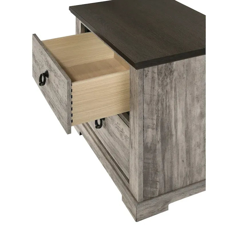Aimon 3 Piece Gray Rustic Panel Bedroom Set