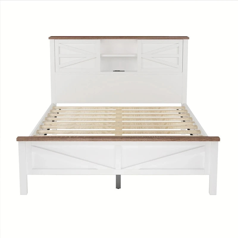 3-Pieces Bedroom Sets Farmhouse Platform Bed with Nightstand and Dresser