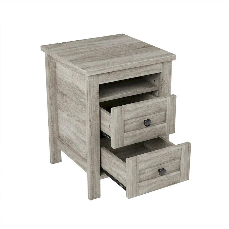 3-Pieces Bedroom Sets Farmhouse Platform Bed with Nightstand and Dresser