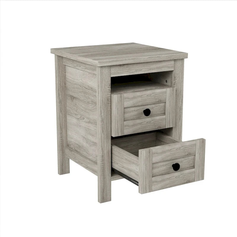3-Pieces Bedroom Sets Farmhouse Platform Bed with Nightstand and Dresser