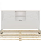 3-Pieces Bedroom Sets Farmhouse Platform Bed with Nightstand and Dresser