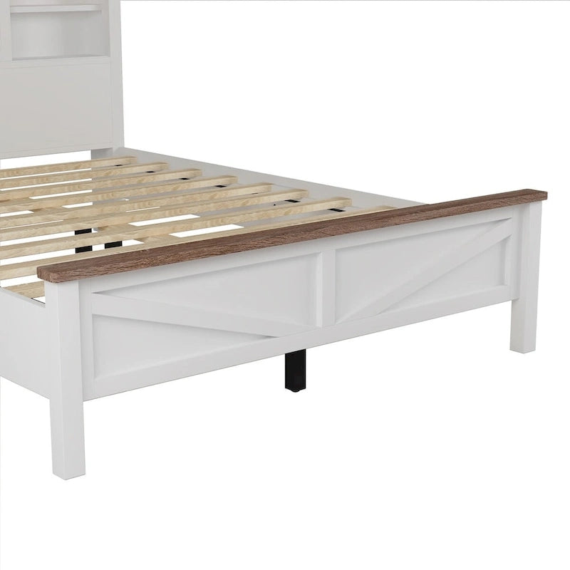 3-Pieces Bedroom Sets Farmhouse Platform Bed with Nightstand and Dresser