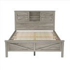 3-Pieces Bedroom Sets Farmhouse Platform Bed with Nightstand and Dresser