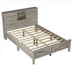 3-Pieces Bedroom Sets Farmhouse Platform Bed with Nightstand and Dresser