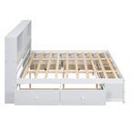 Queen Size Platform Bed with Storage Headboard and 8 Drawers