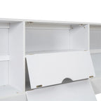 Queen Size Platform Bed with Storage Headboard and 8 Drawers