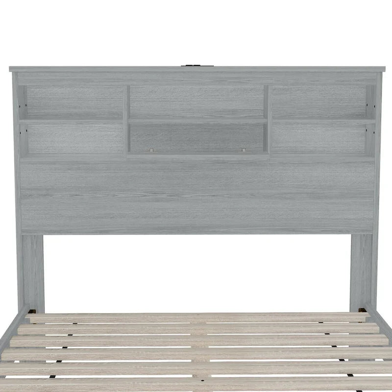 4-Pieces Bedroom Sets Queen Size Wooden Bed with 2 Nightstands and 1 Dresser