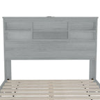 4-Pieces Bedroom Sets Queen Size Wooden Bed with 2 Nightstands and 1 Dresser