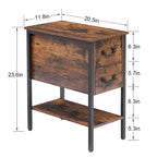Industrial 2-Drawer Nightstand Narrow End Side Table