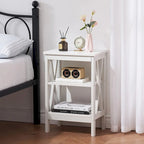 Javlergo Set of 2 Nightstand Bedside Table, Modern Small Side End Table with Open Storage Shelves