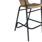 Commercial Indoor-Outdoor Rattan Restaurant Barstool with Aluminum Frame-Set of 4