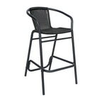 Commercial Indoor-Outdoor Rattan Restaurant Barstool with Aluminum Frame-Set of 4