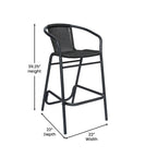 Commercial Indoor-Outdoor Rattan Restaurant Barstool with Aluminum Frame-Set of 4