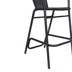 Commercial Indoor-Outdoor Rattan Restaurant Barstool with Aluminum Frame-Set of 4